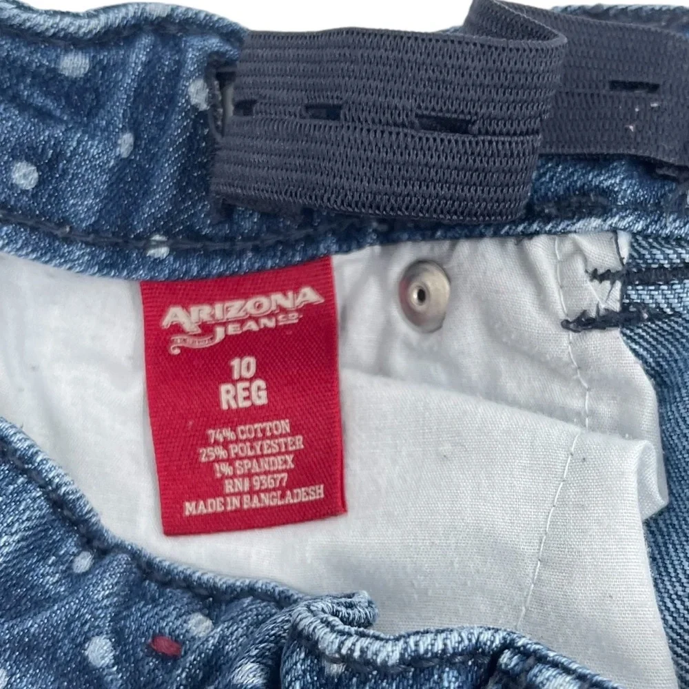 Arizona Jeans Polka Dot Denim Jean Skirt Size 10 Reg